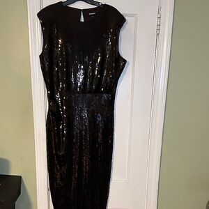 Express Chocolate Brown Sequin Midi Dress